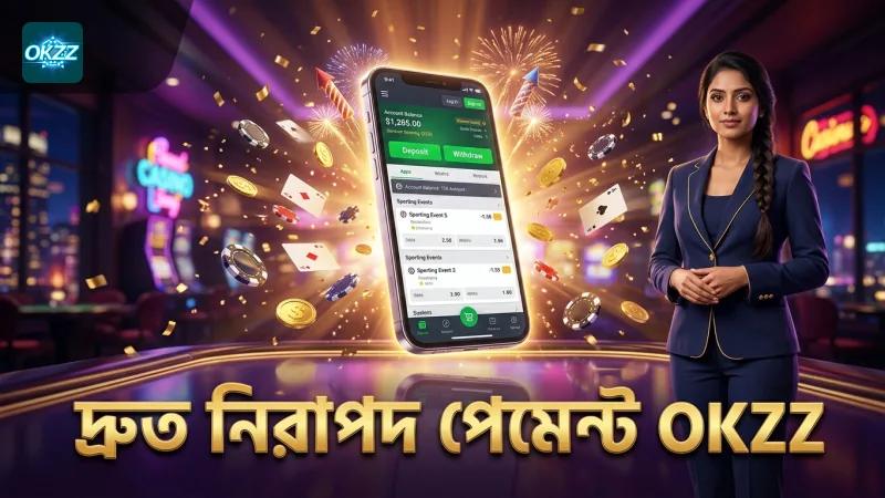 OKZZ প্ল্যাটফর্মে প্রিমিয়ার লিগ বেটিং-এর দ্রুত ও নিরাপদ পেমেন্ট ব্যবস্থা।